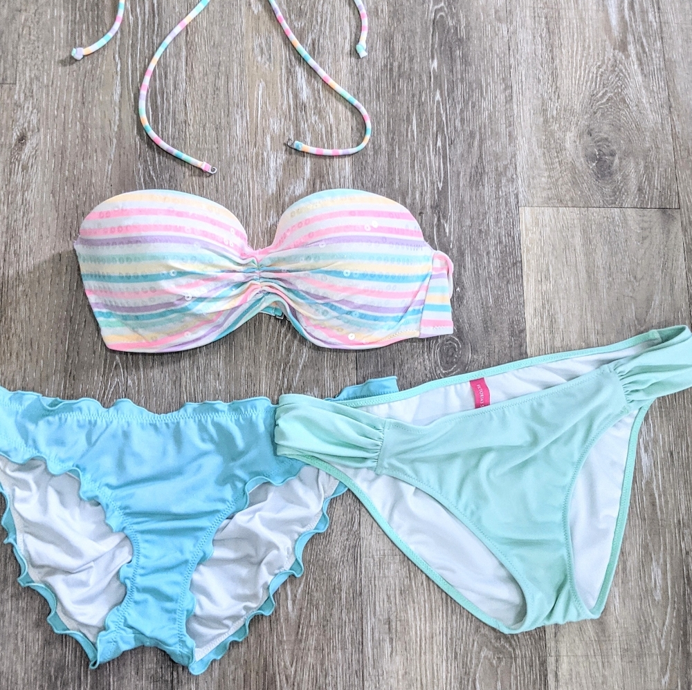 Victorias Secret bikini set top & 2 bottoms 36C